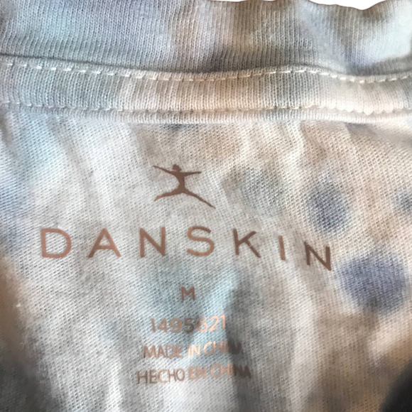 DANSKIN Blue Gray Tie Dye Short Sleeve T-Shirt, size Medium - Picture 4 of 5
